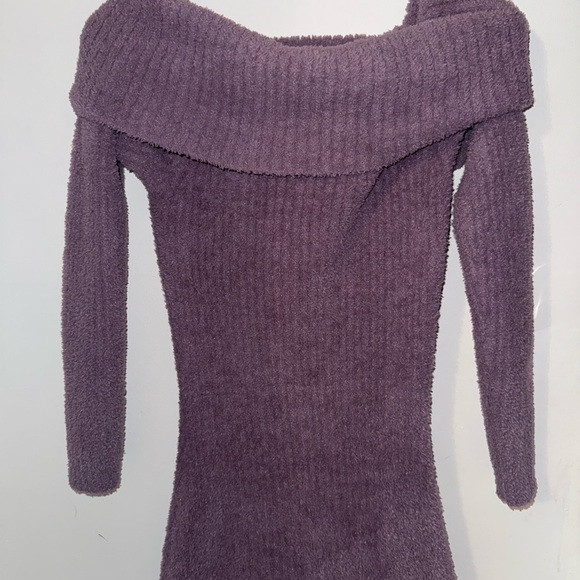 wild fable purple fuzzy knit off the shoulder dress - Picture 4 of 5